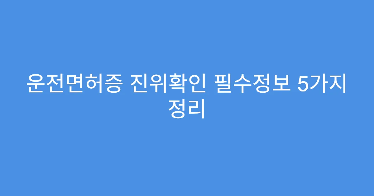 운전면허증 진위확인 필수정보 5가지 정리