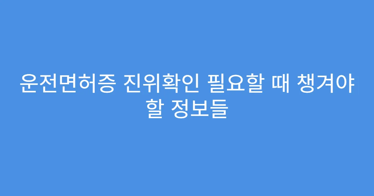 운전면허증 진위확인 필요할 때 챙겨야 할 정보들