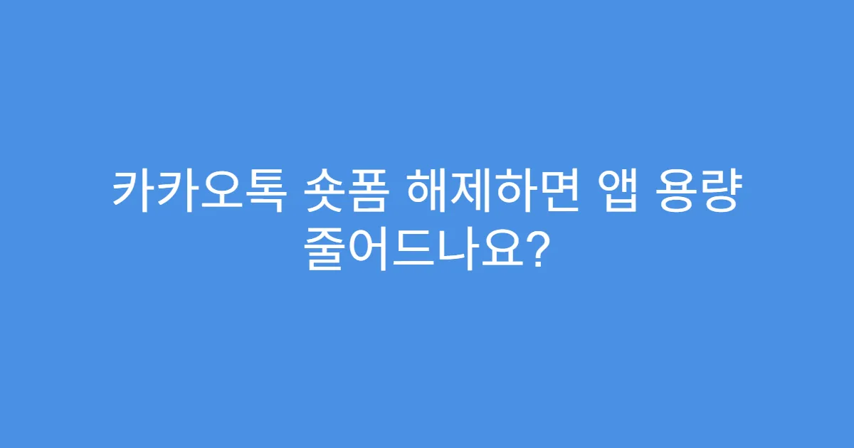 카카오톡 숏폼 해제하면 앱 용량 줄어드나요?