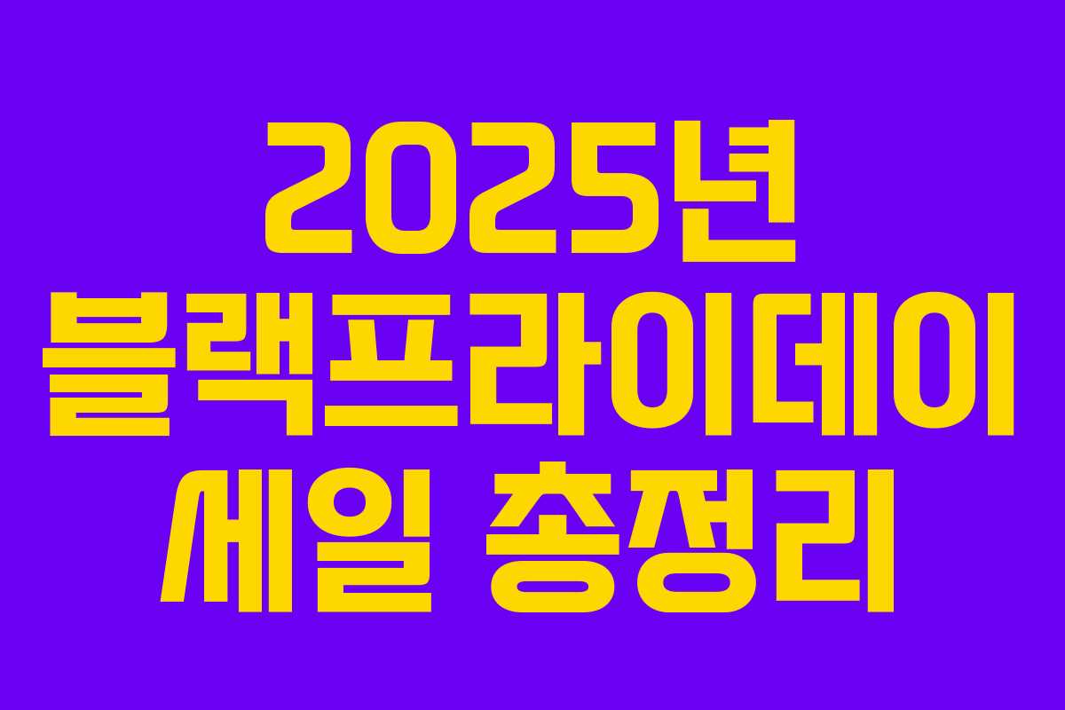 2025년 블랙프라이데이 세일 총정리 2025년 블랙프라이데이 세일 총정리