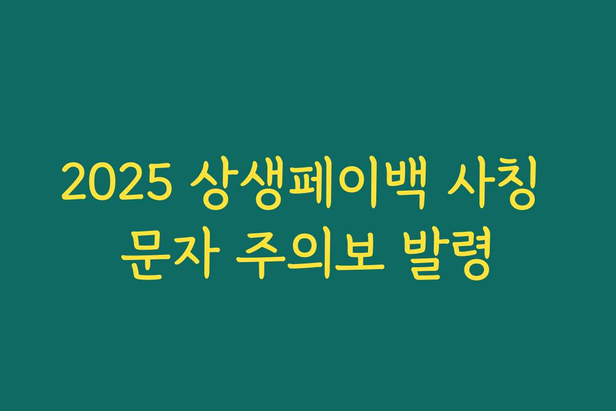 2025 상생페이백 사칭 문자 주의보 발령 2025 상생페이백 사칭 문자 주의보 발령