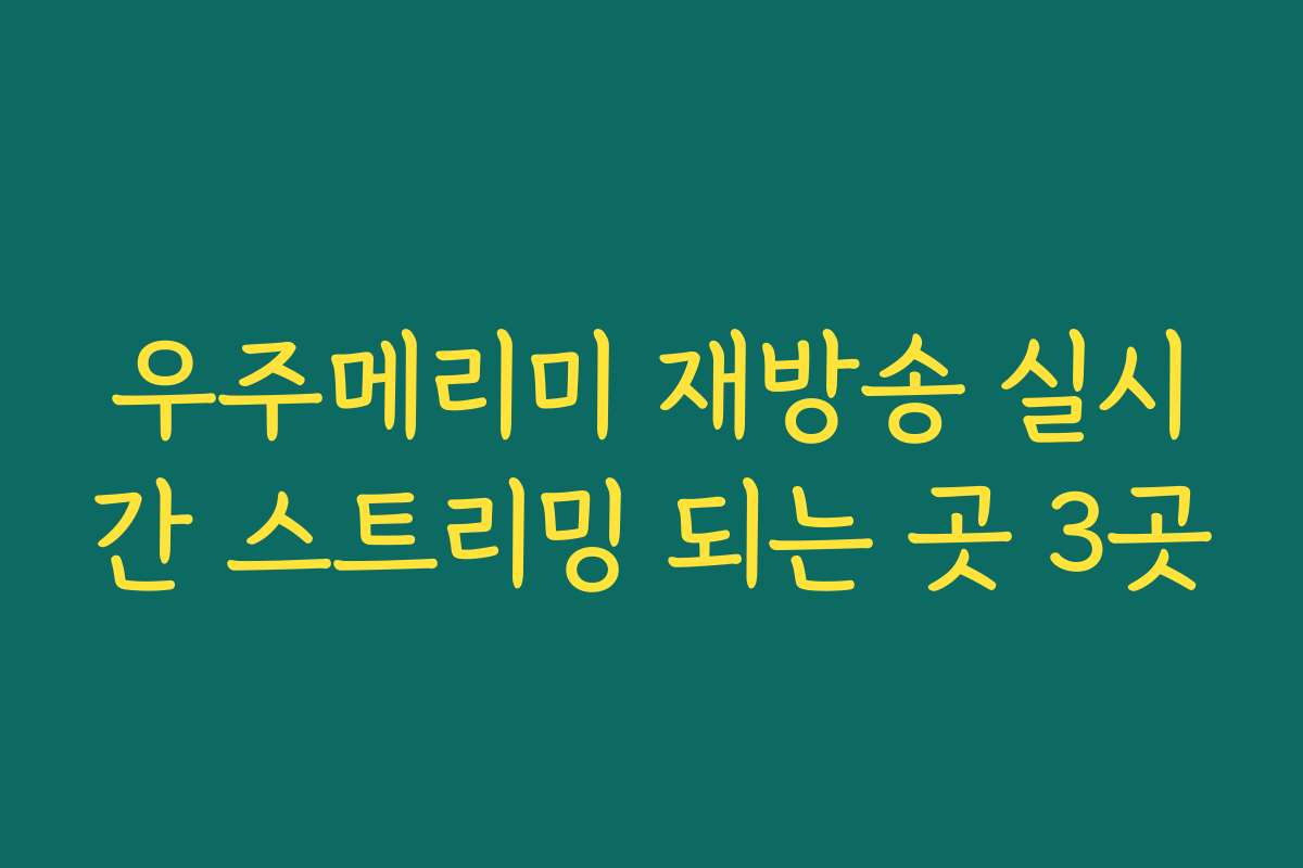 우주메리미 재방송 실시간 스트리밍 되는 곳 3곳 우주메리미 재방송 실시간 스트리밍 되는 곳 3곳