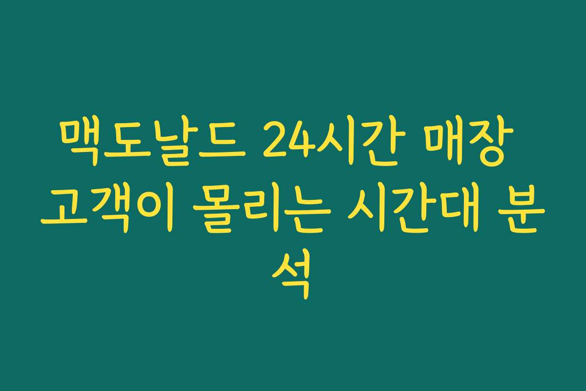 맥도날드 24시간 매장 고객이 몰리는 시간대 분석 맥도날드 24시간 매장 고객이 몰리는 시간대 분석