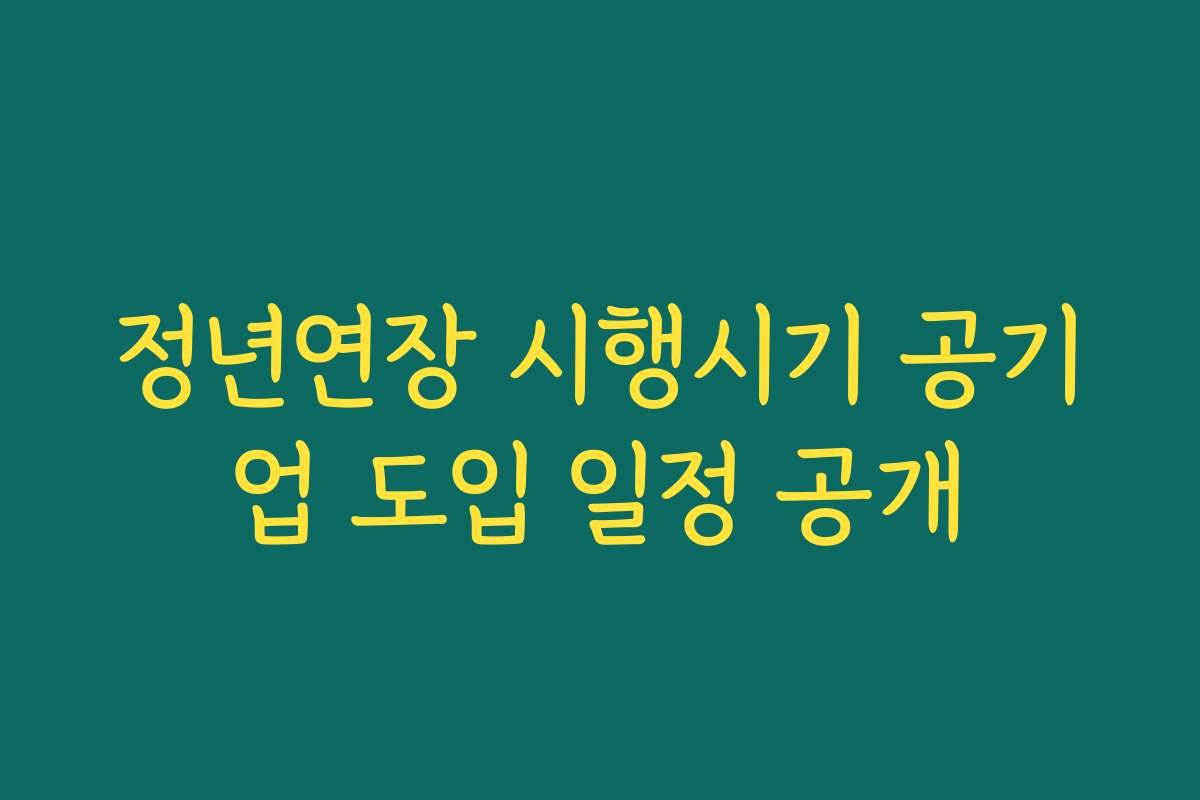 정년연장 시행시기 공기업 도입 일정 공개 정년연장 시행시기 공기업 도입 일정 공개