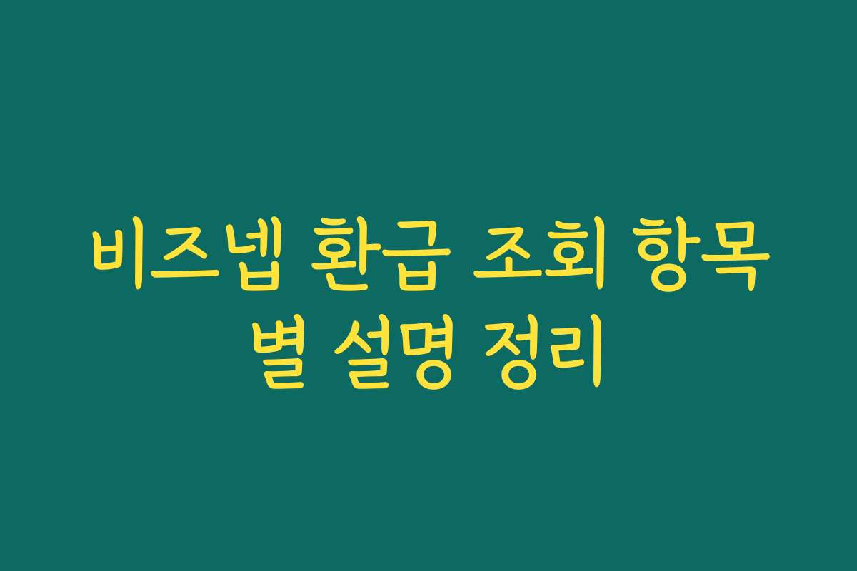 비즈넵 환급 조회 항목별 설명 정리
