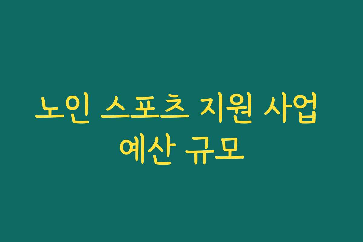 노인 스포츠 지원 사업 예산 규모