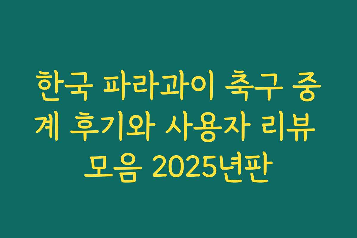 한국 파라과이 축구 중계 후기와 사용자 리뷰 모음 2025년판