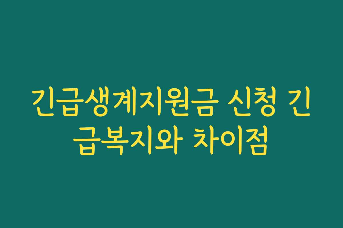 긴급생계지원금 신청 긴급복지와 차이점 긴급생계지원금 신청 긴급복지와 차이점