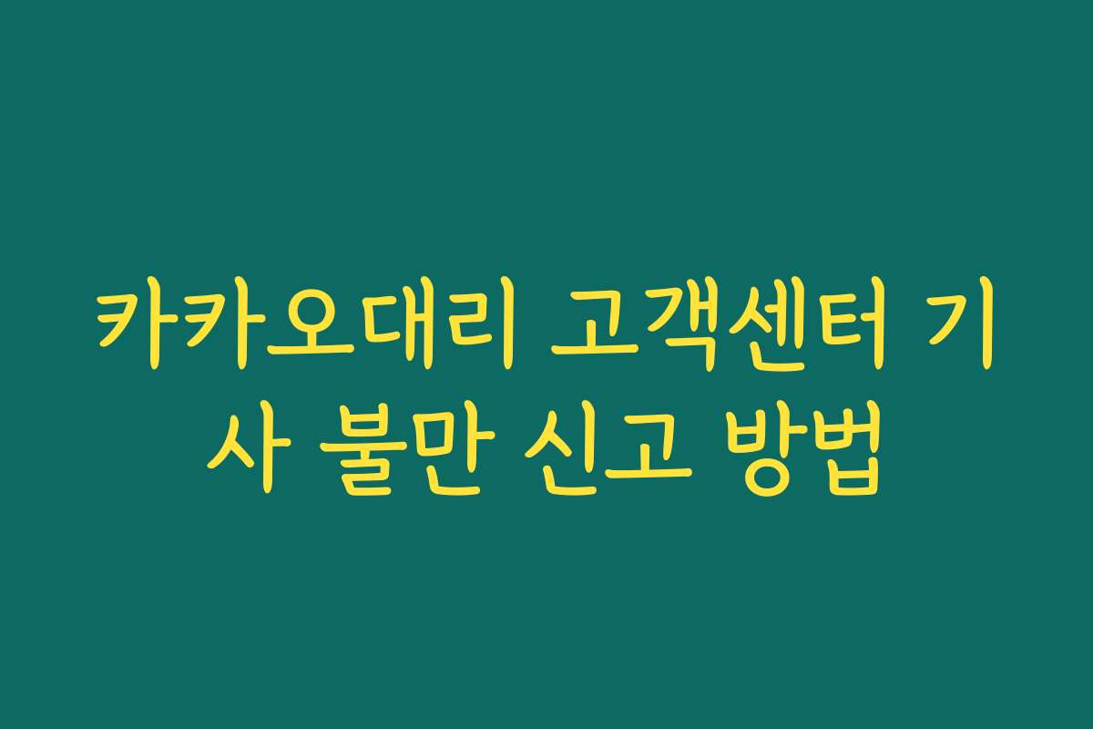 카카오대리 고객센터 기사 불만 신고 방법 카카오대리 고객센터 기사 불만 신고 방법