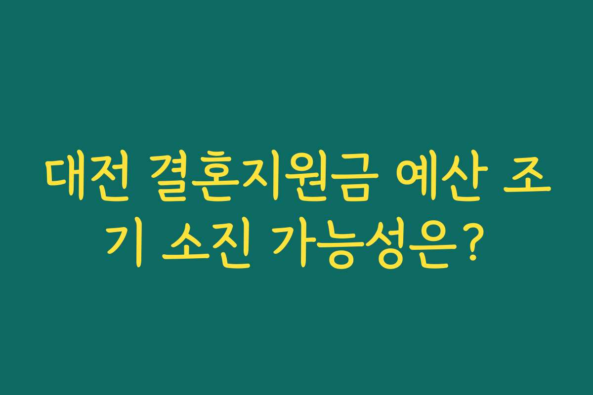 대전 결혼지원금 예산 조기 소진 가능성은? 대전 결혼지원금 예산 조기 소진 가능성은?