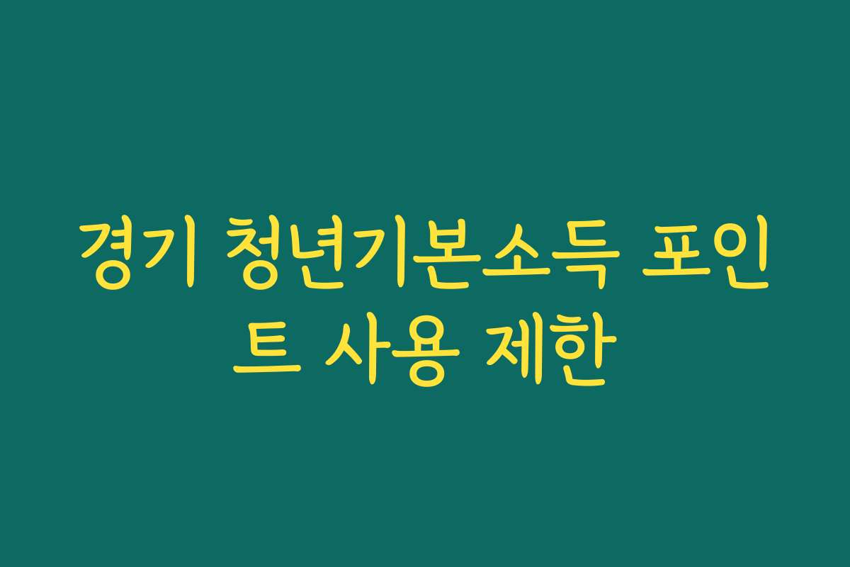 경기 청년기본소득 포인트 사용 제한