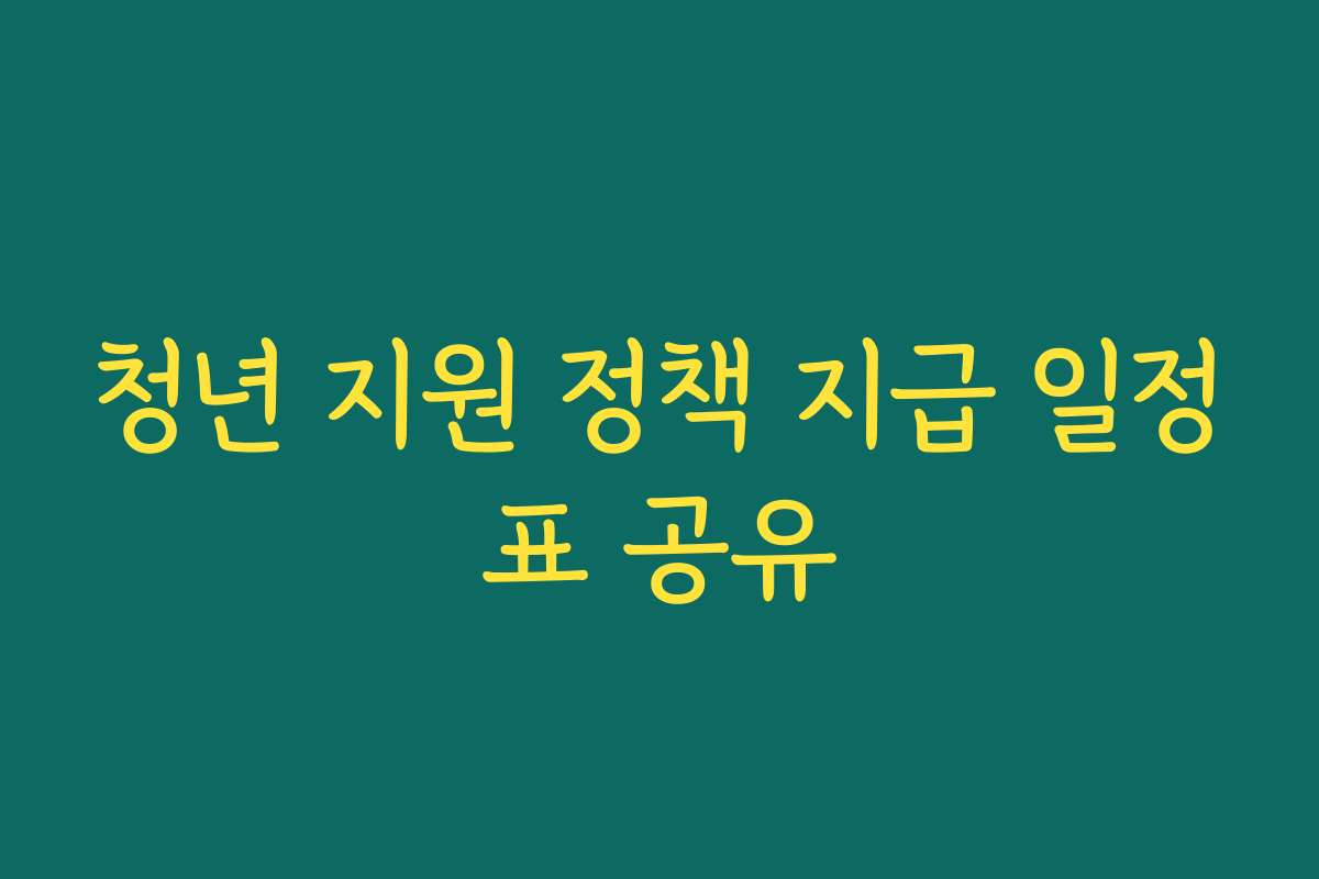 청년 지원 정책 지급 일정표 공유