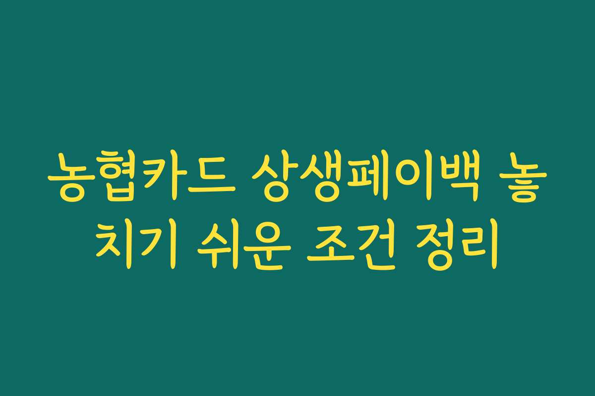 농협카드 상생페이백 놓치기 쉬운 조건 정리 농협카드 상생페이백 놓치기 쉬운 조건 정리