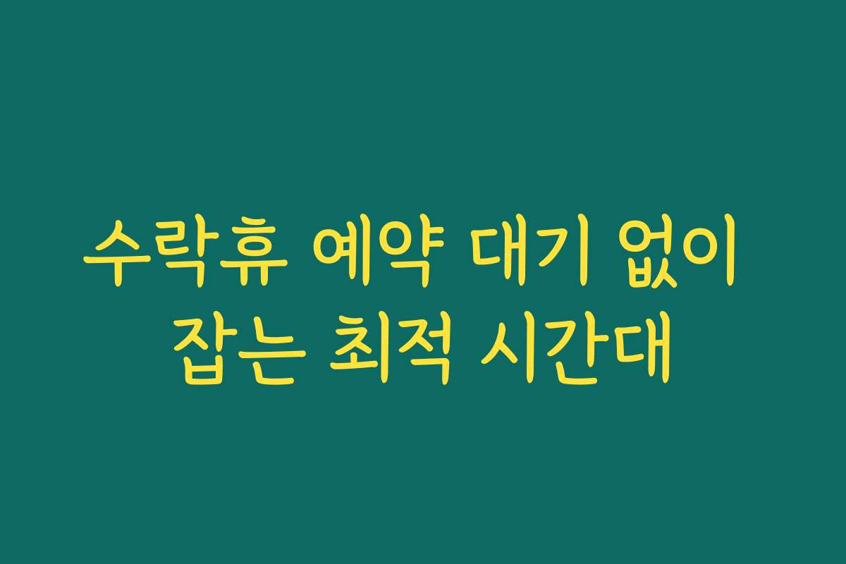 수락휴 예약 대기 없이 잡는 최적 시간대