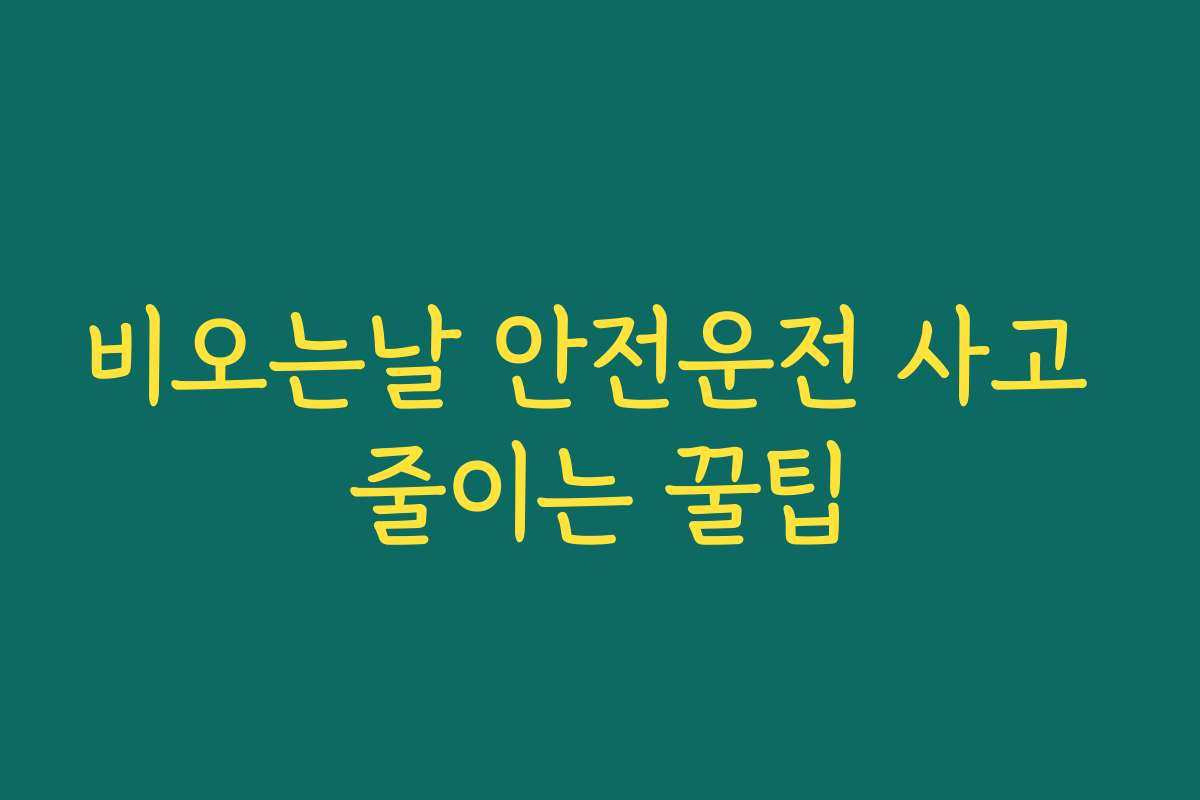 비오는날 안전운전 사고 줄이는 꿀팁