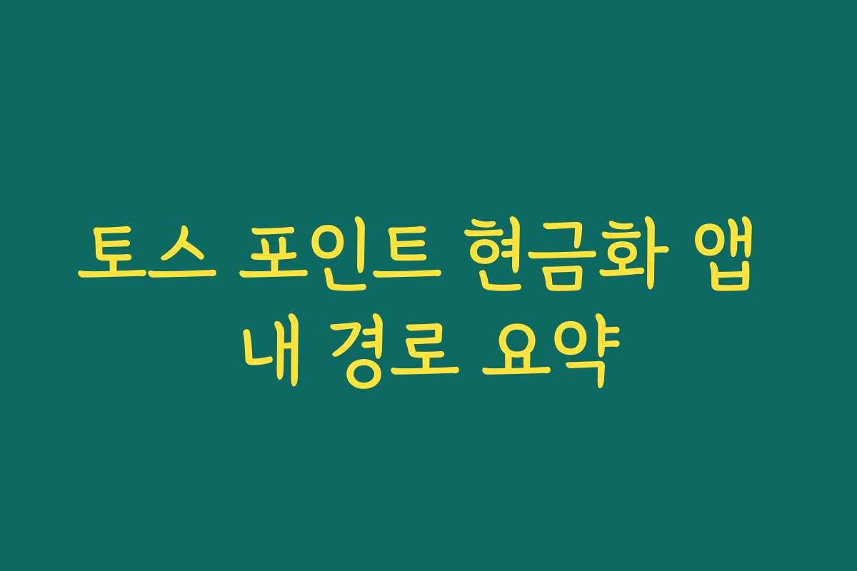 토스 포인트 현금화 앱 내 경로 요약