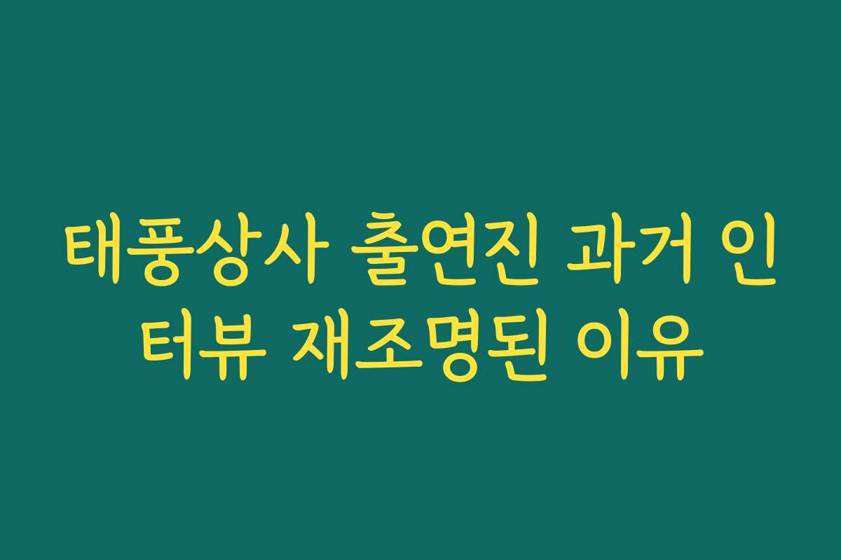 태풍상사 출연진 과거 인터뷰 재조명된 이유