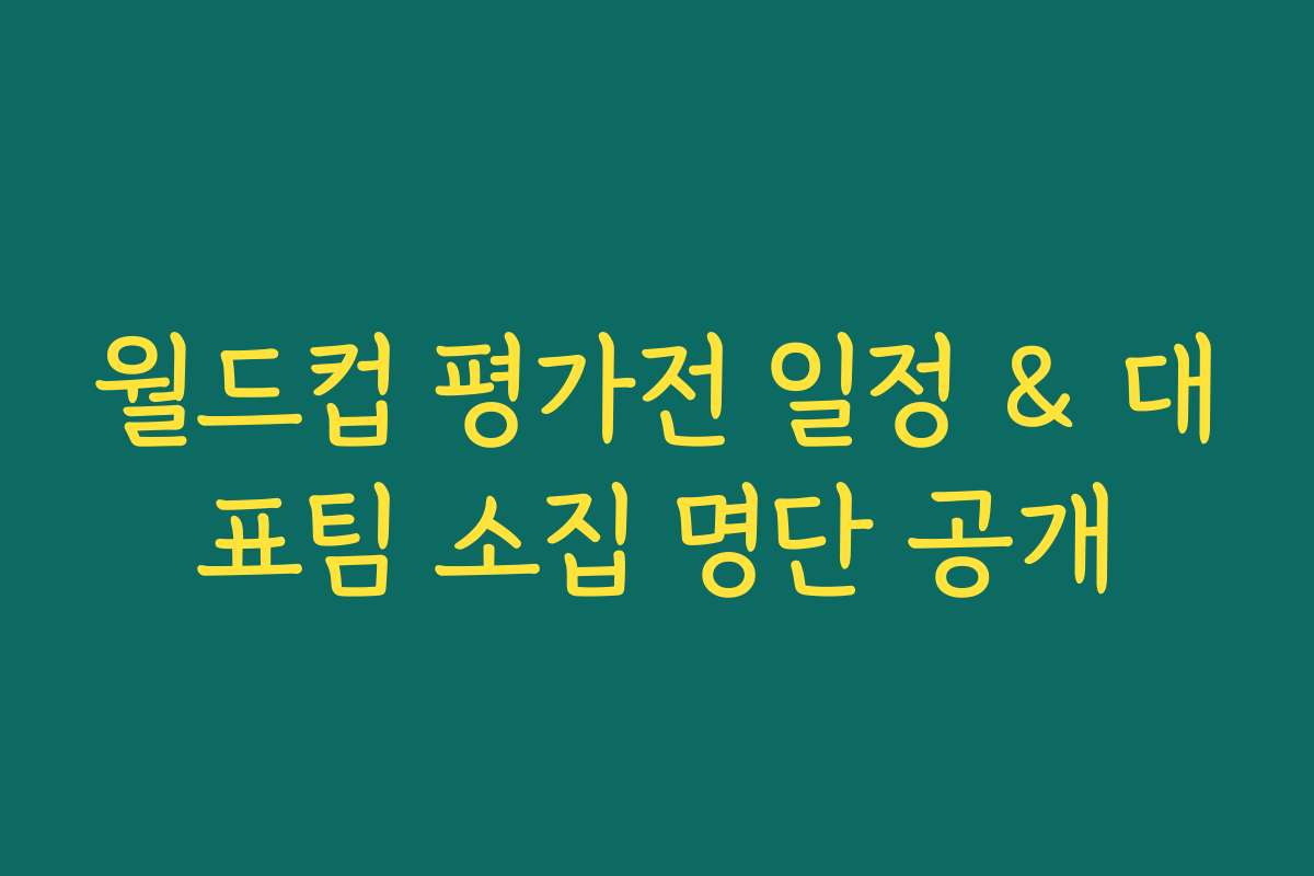 월드컵 평가전 일정 & 대표팀 소집 명단 공개
