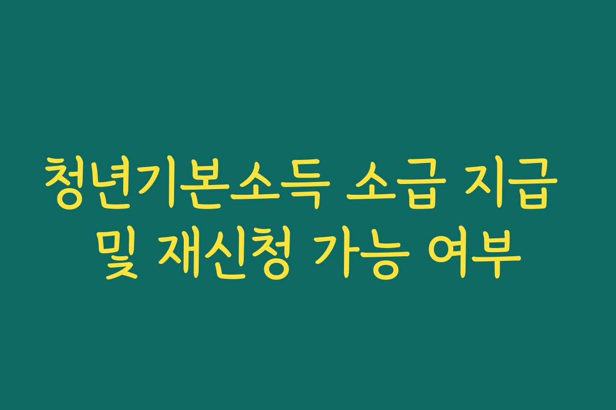 청년기본소득 소급 지급 및 재신청 가능 여부