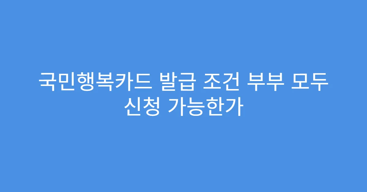 국민행복카드 발급 조건 부부 모두 신청 가능한가