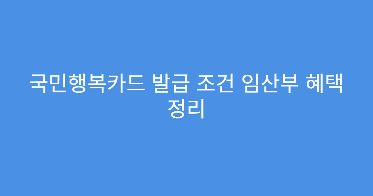 국민행복카드 발급 조건 임산부 혜택 정리 국민행복카드 발급 조건 임산부 혜택 정리