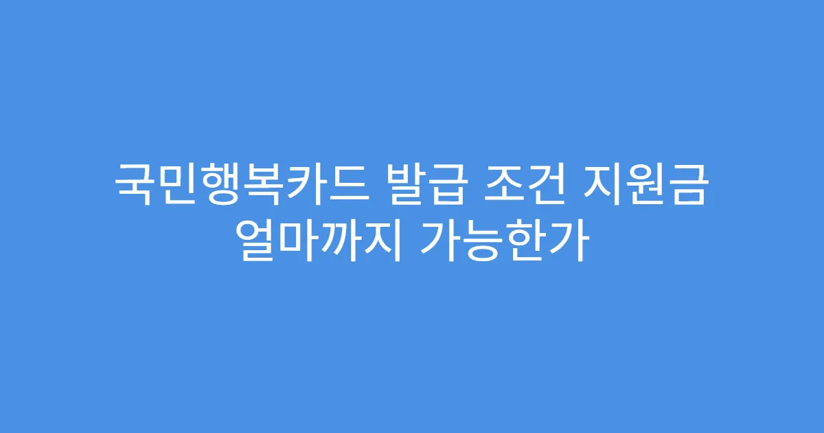 국민행복카드 발급 조건 지원금 얼마까지 가능한가