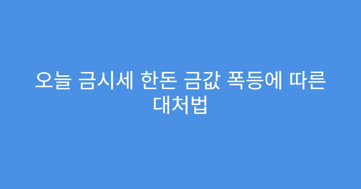 오늘 금시세 한돈 금값 폭등에 따른 대처법