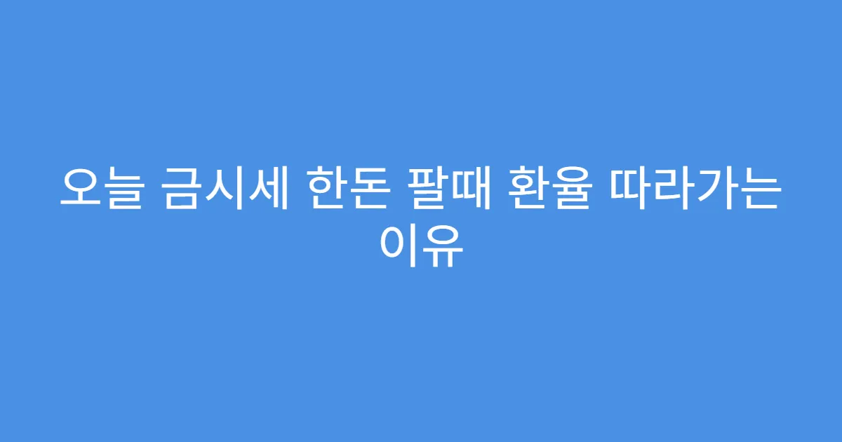 오늘 금시세 한돈 팔때 환율 따라가는 이유