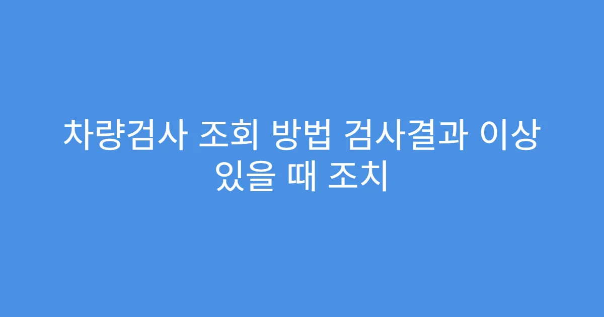 차량검사 조회 방법 검사결과 이상 있을 때 조치