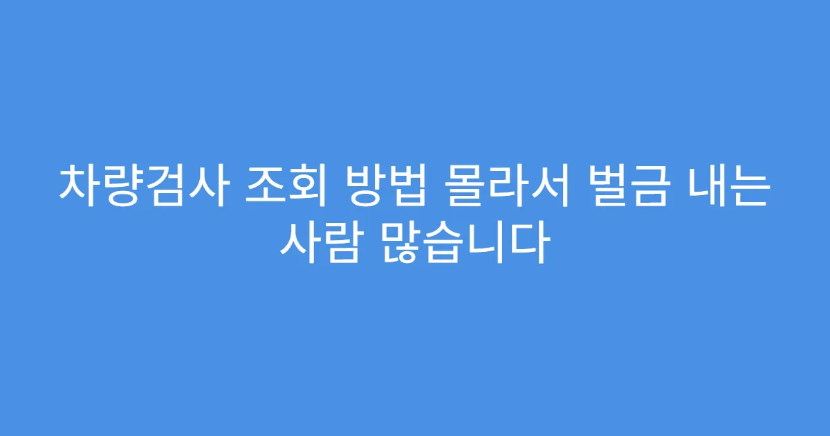 차량검사 조회 방법 몰라서 벌금 내는 사람 많습니다