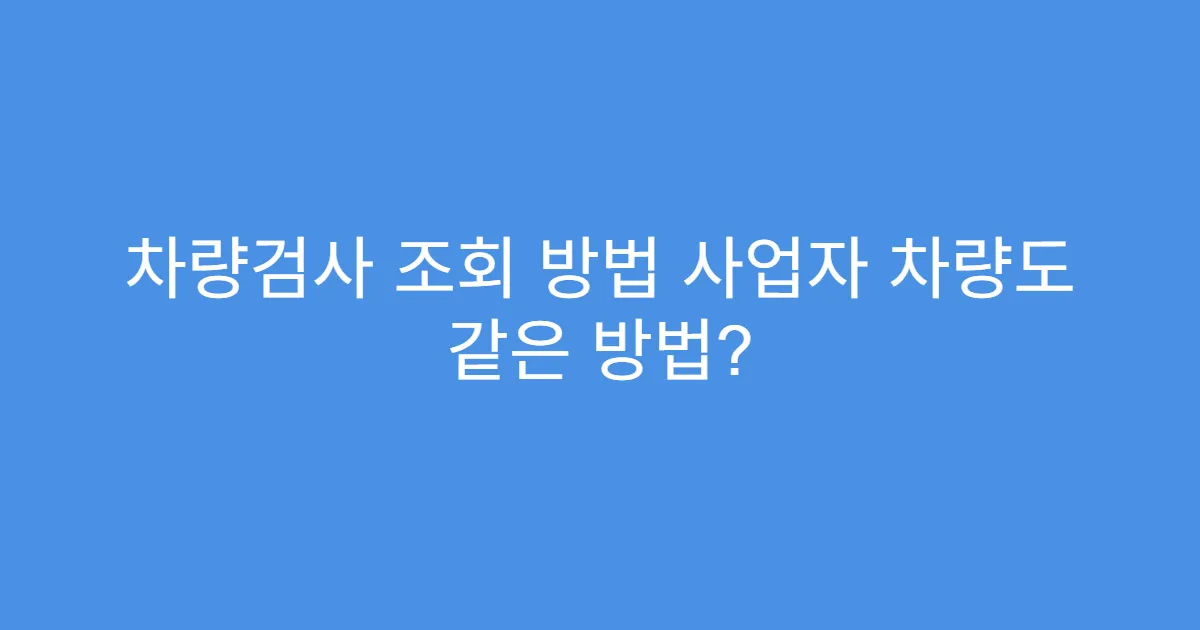 차량검사 조회 방법 사업자 차량도 같은 방법?