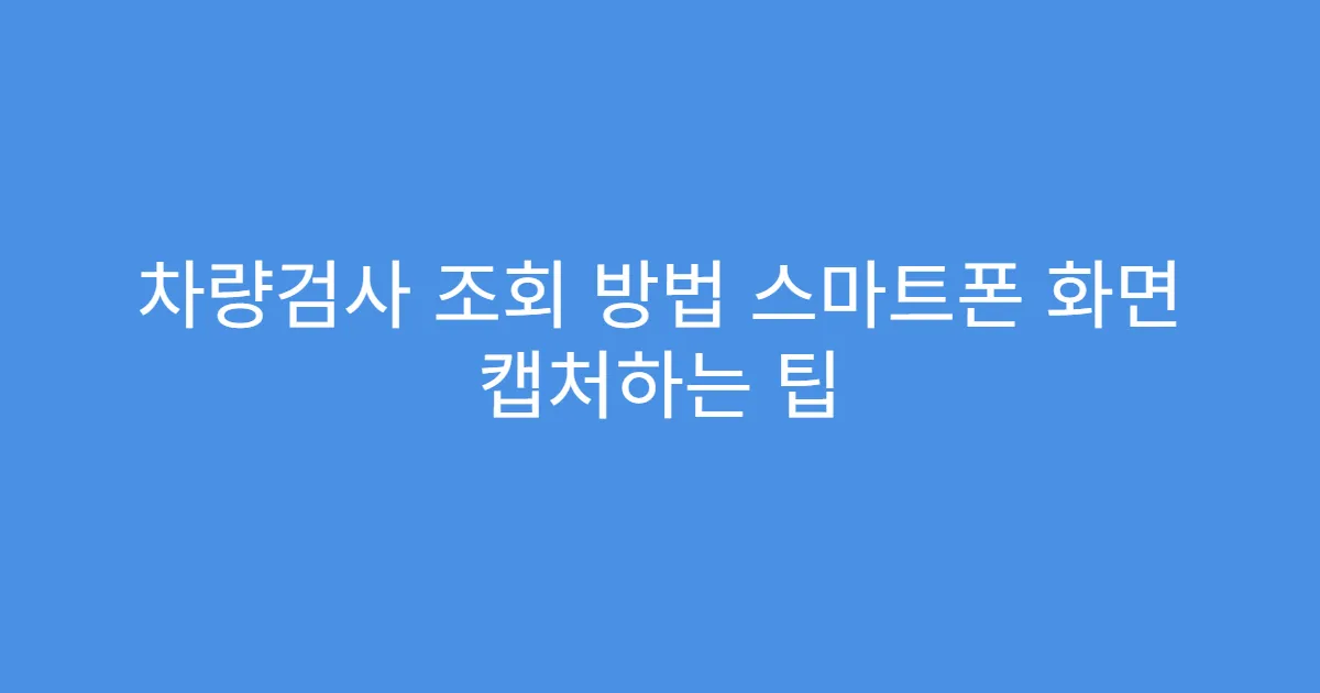 차량검사 조회 방법 스마트폰 화면 캡처하는 팁