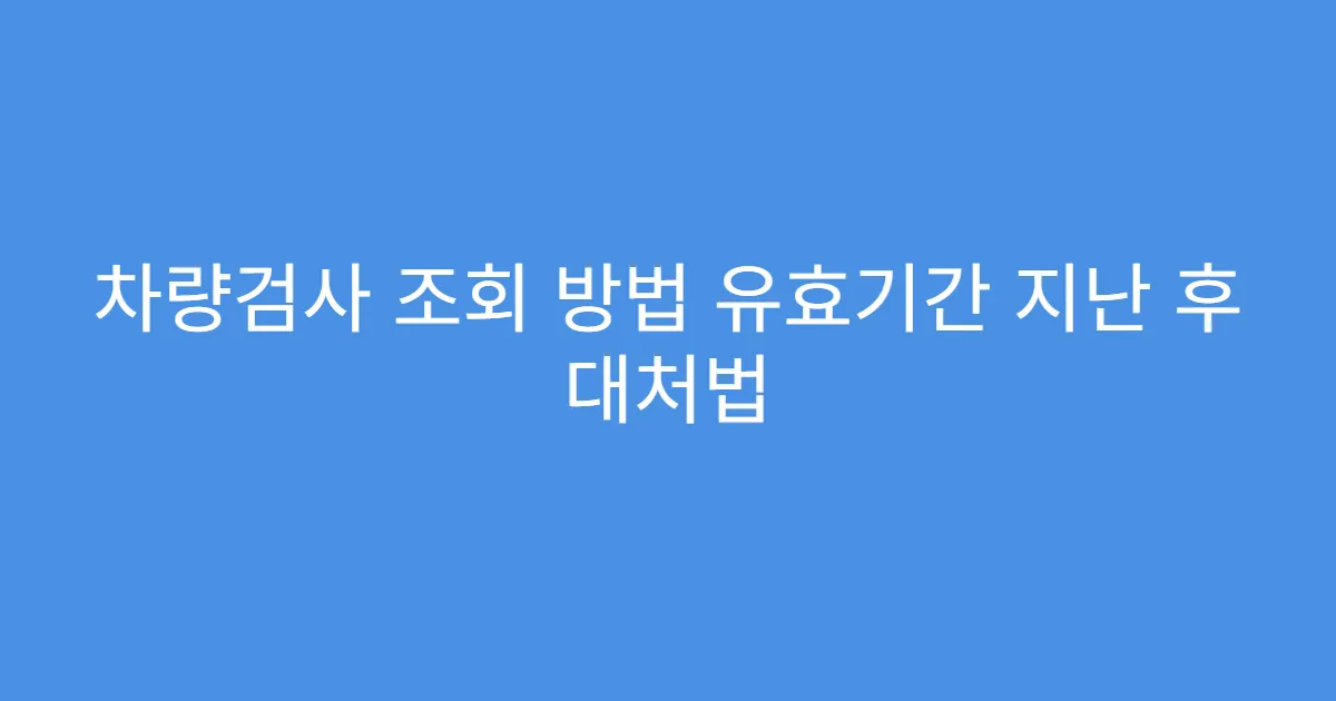 차량검사 조회 방법 유효기간 지난 후 대처법