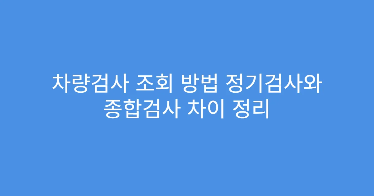 차량검사 조회 방법 정기검사와 종합검사 차이 정리