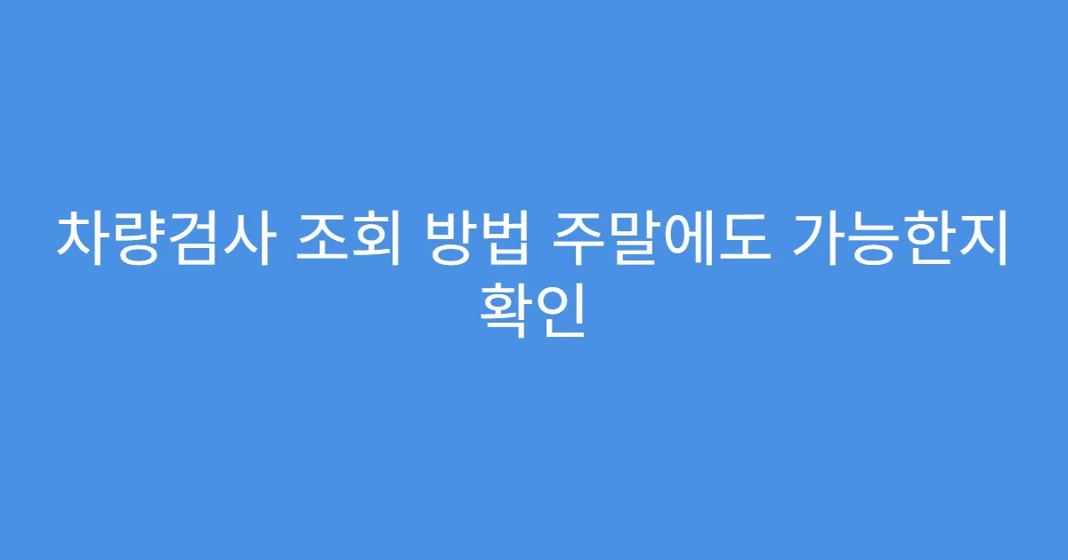 차량검사 조회 방법 주말에도 가능한지 확인
