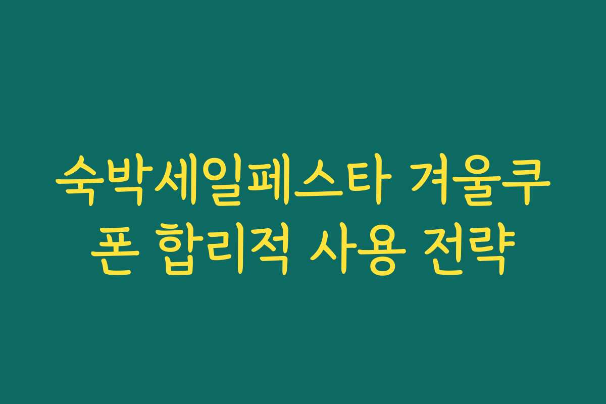 숙박세일페스타 겨울쿠폰 합리적 사용 전략