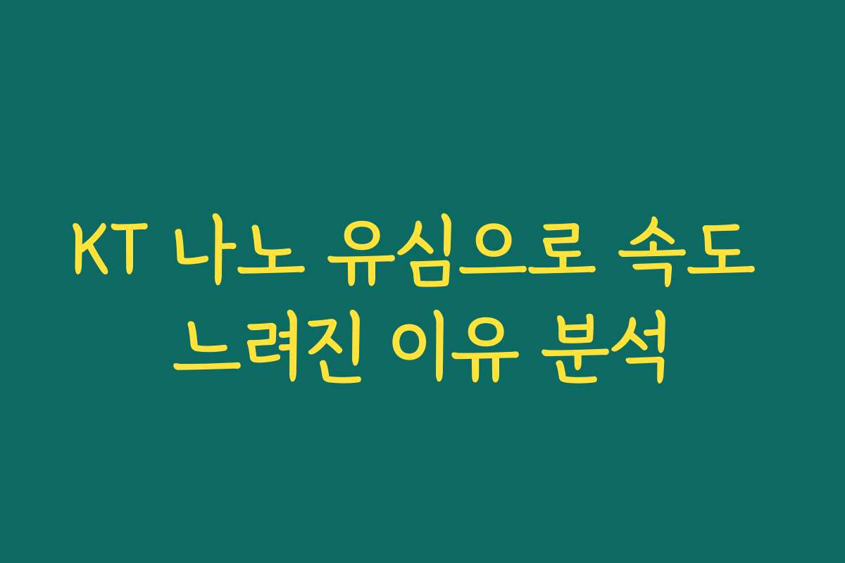KT 나노 유심으로 속도 느려진 이유 분석