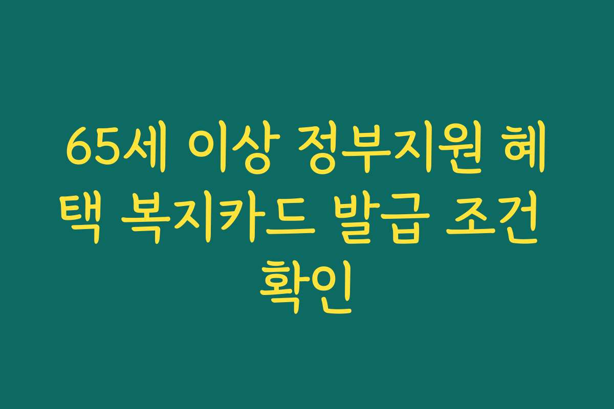 65세 이상 정부지원 혜택 복지카드 발급 조건 확인