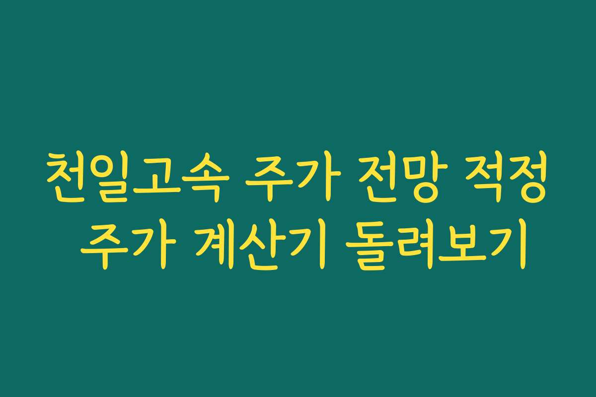 천일고속 주가 전망 적정 주가 계산기 돌려보기