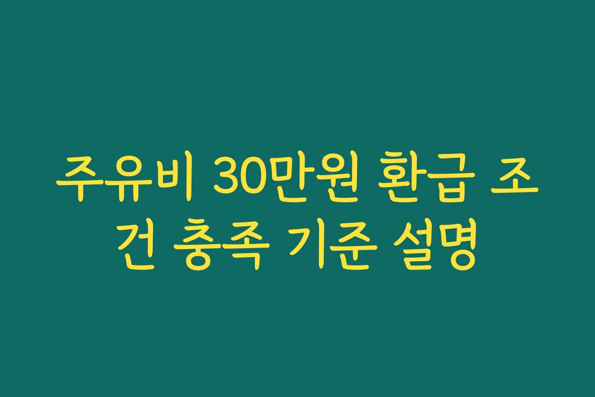주유비 30만원 환급 조건 충족 기준 설명