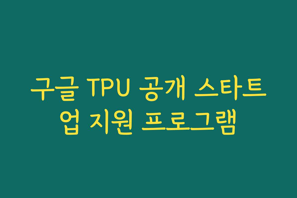 구글 TPU 공개 스타트업 지원 프로그램