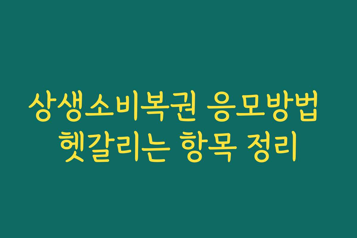 상생소비복권 응모방법 헷갈리는 항목 정리 상생소비복권 응모방법 헷갈리는 항목 정리