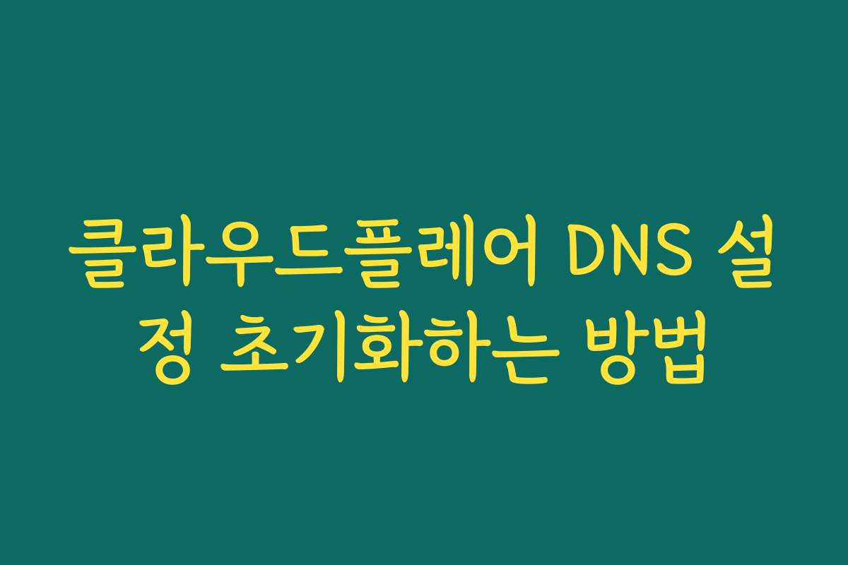 클라우드플레어 DNS 설정 초기화하는 방법
