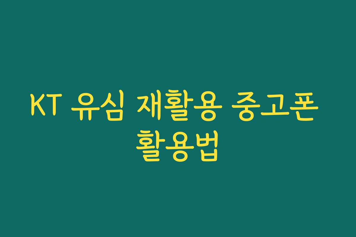 KT 유심 재활용 중고폰 활용법