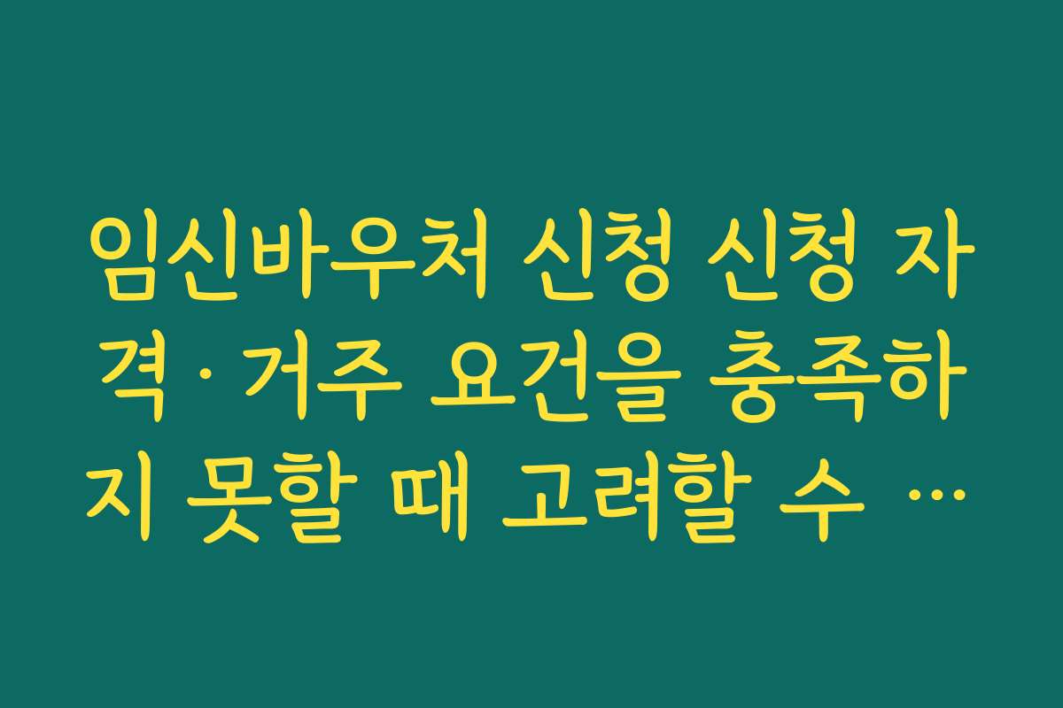 임신바우처 신청 신청 자격·거주 요건을 충족하지 못할 때 고려할 수 있는 다른 지원 제도