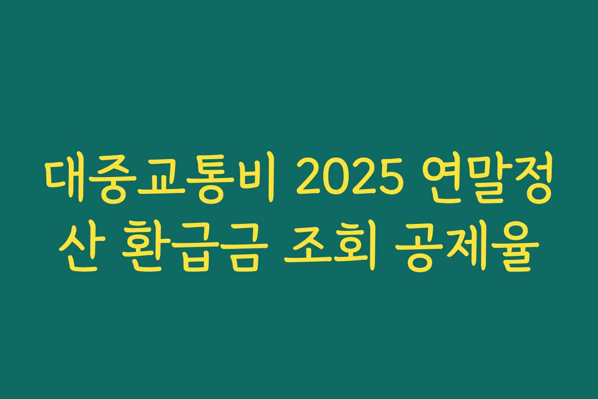 대중교통비 2025 연말정산 환급금 조회 공제율