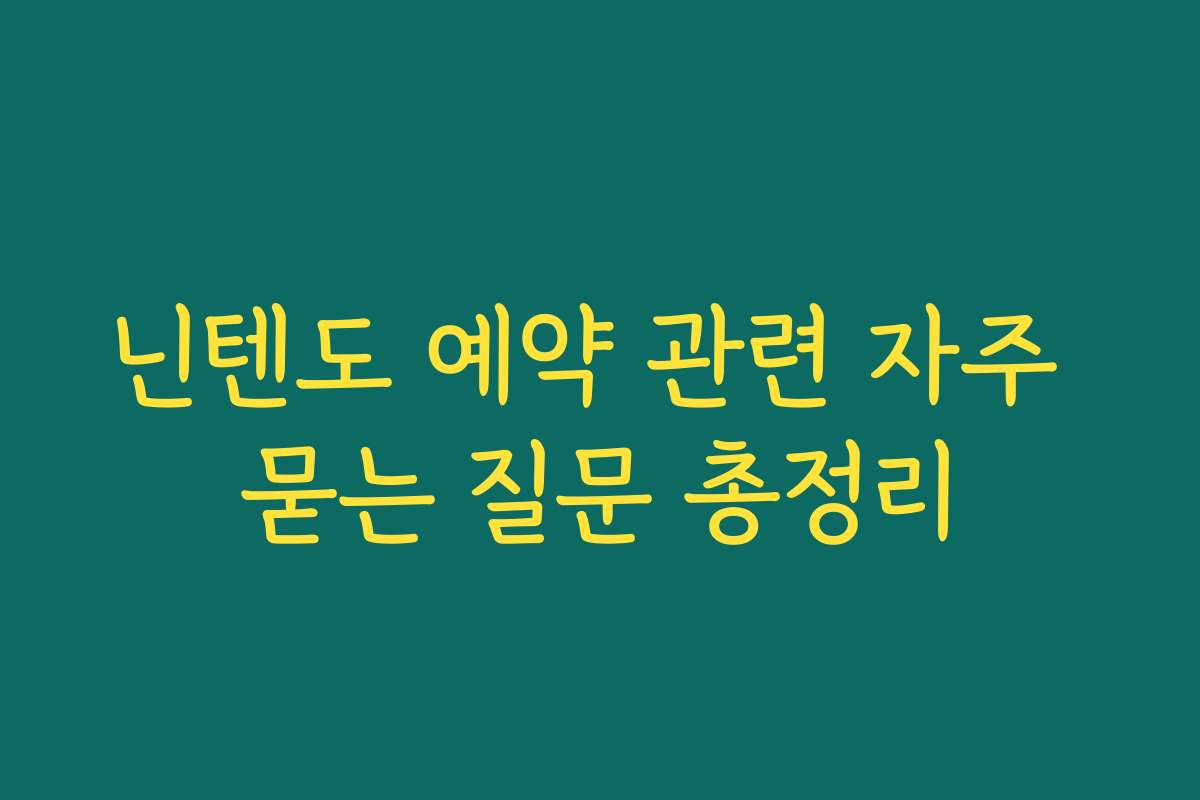 닌텐도 예약 관련 자주 묻는 질문 총정리