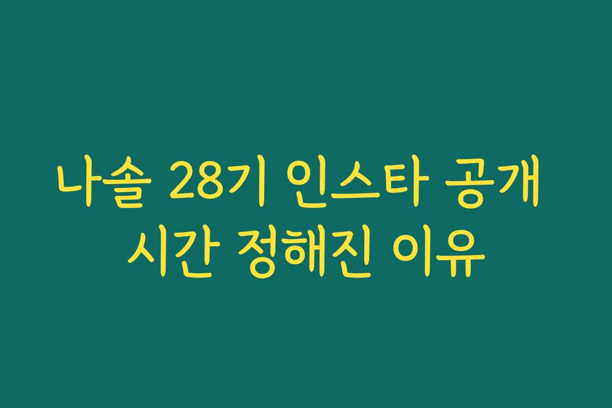 나솔 28기 인스타 공개 시간 정해진 이유