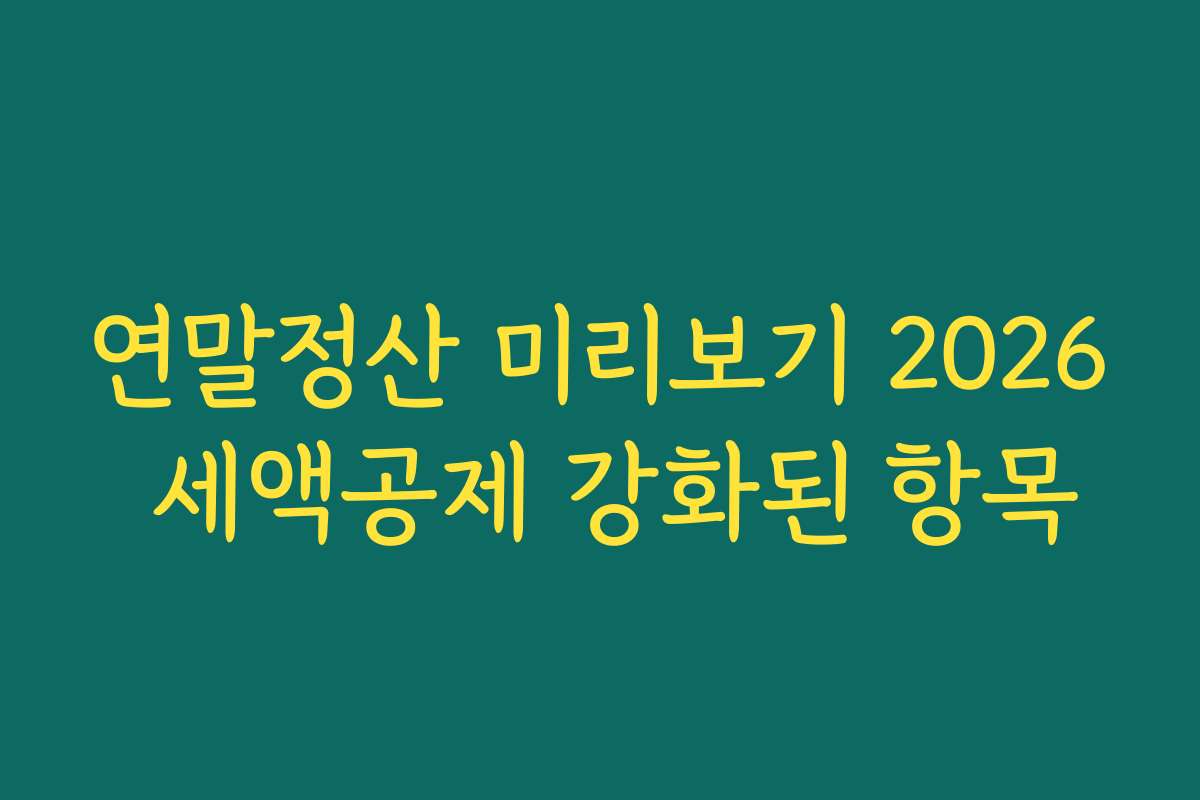 연말정산 미리보기 2026 세액공제 강화된 항목