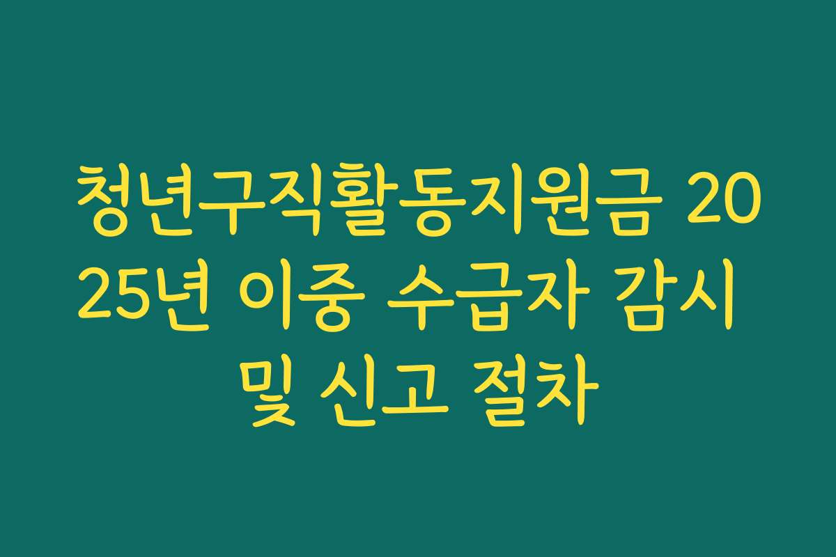 청년구직활동지원금 2025년 이중 수급자 감시 및 신고 절차